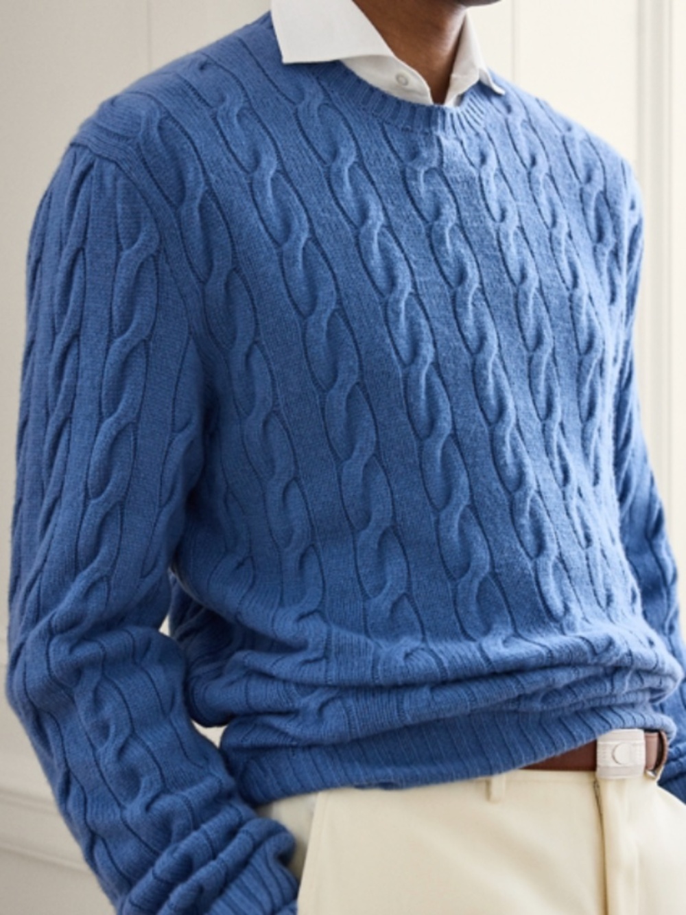 ALLEN SOLLY Periwinkle Blue 100% Cashmere Cable Knit Sweater S